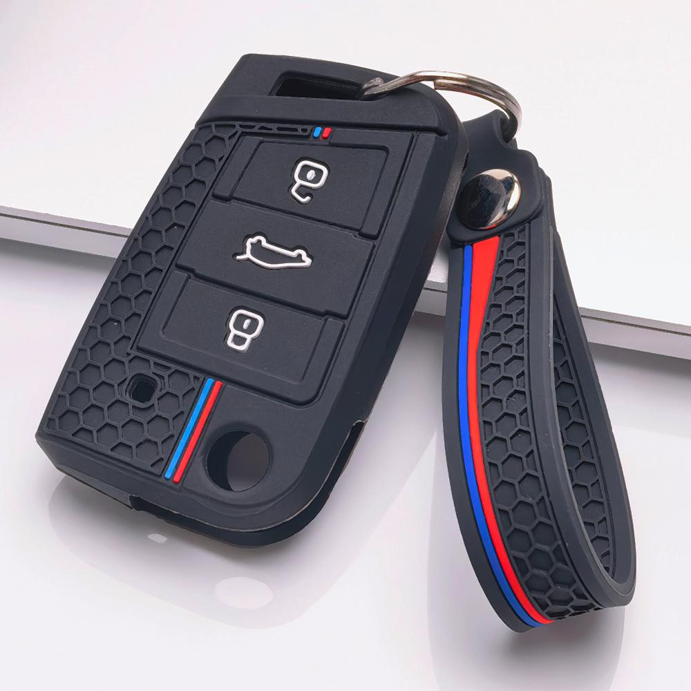 Key Shell Cover for VW Golf Polo Tiguan Passat Jetta Octavia Touran Caddy Anti-Scratch Surface Shockproof Structure Soft Grip Texture