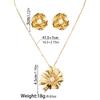 1 pair of earrings+1 necklace simple and fashionable multi-layer petal earrings imitation pearl flower pendant necklace