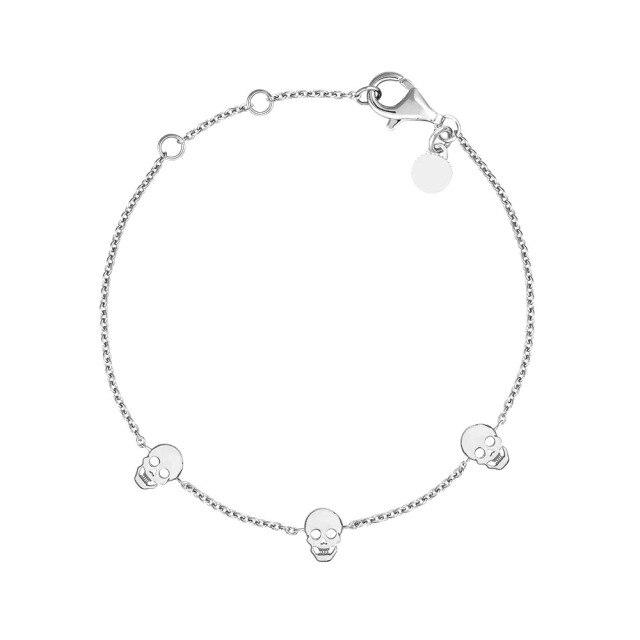 

Браслет из стерлингового серебра 925 пробы с черепами, серебряный, с золотым покрытием, серебряный браслет-цепочка с шармами, женский, свадебный, для вечеринки, украшения серебряный