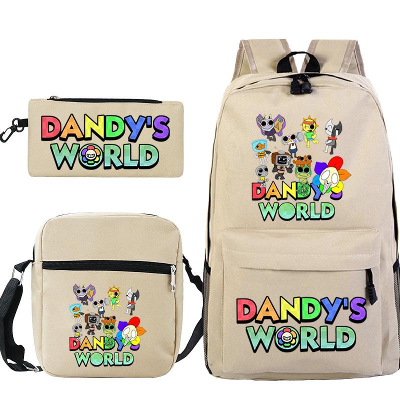 Neue Dandy-Welt Peripherie Druck Schultasche Student Lässige Federtasche Umhängetasche Dreiteiliges Set