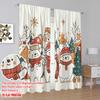 2pcs,2D plane printing Window Curtain Christmas bears snowmen cute (2) Durable 100% Polyester Fabric (without rod) Outdoor