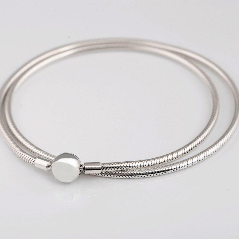 Original Moments Lobster Ball Clasp Smooth Snake Chain Necklace For 925 Sterling Silver Bead Charm Europe Diy Jewelry