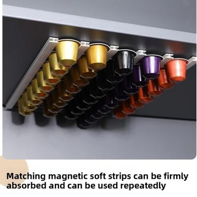 Suporte de Cápsulas de Café de Plástico Design sem Furos Montagem na Parede Organizador de Armazenamento de Cápsulas de Café Trilho Deslizante para Exibição