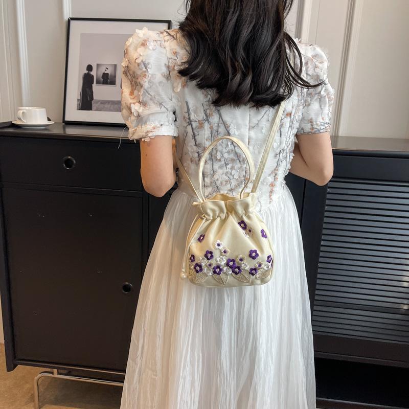 

National style bag Female Mori small bag Canvas messenger bag Chinese style fairy purse Hanfu antique shoulder bag фиолетовый