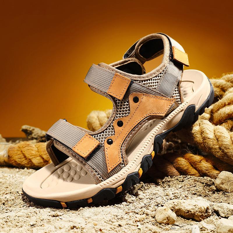 39-47 Men's Sandals Lightweight Casual Leather Shoes Large Size Sandals Camel Sandals for Men