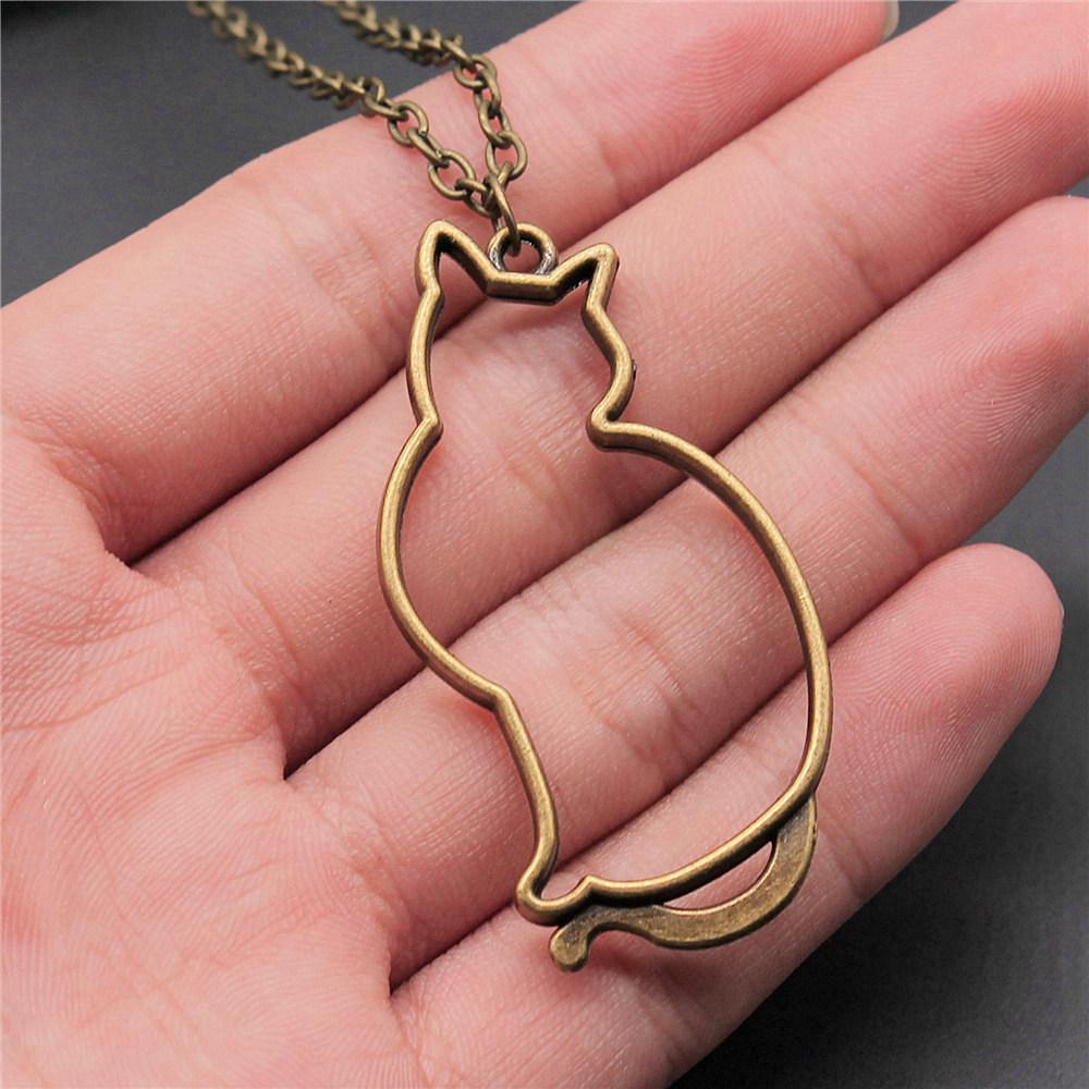 Openwork Resin Photo Frame Geometric Keys Pendant Antique Bronze Silver Metal Friend Collar Necklace