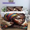 Black Women Pattern Bedding Quilt Set Quilt Cover Pillowcase Home Decoration Gift (1 * duvet cover + 2 * pillowcase, without core)