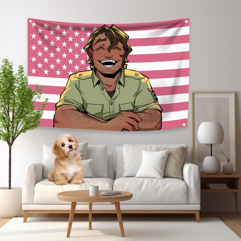 Strades American Flag 4 Holes Anime Game BTD Tapestry For Living Room Home Dorm Decor Art Home Decor Banner Indoor Outdoor