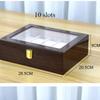 Watch Box, Wooden Watch Organizer, High-end Watch Storage Box, 10 Slots Display Case with Large Glass Lid,  Ideal Gift