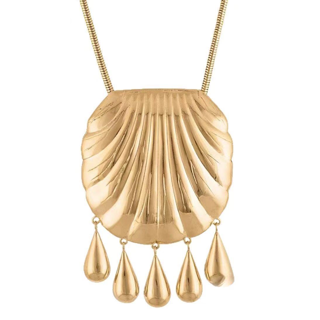 

Elegant Metal Shell Tassel Pendant Necklace for Women Crossbody Accessory Suitable for Parties High-End Feelings золотой