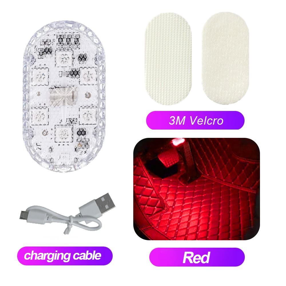 

LED Touch Light Mini Wireless Car Interior Lighting Auto Roof Ceiling Reading Lamp for Door Foot Trunk Storage Box USB Charging червоний