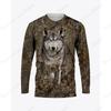 Bear Pig Hunting Animal 3d Print Long Sleeve T-shirt Men Women Fashion Tshirt Camo Camouflage Tops Tees Outdoor Sportwear Tshirt
