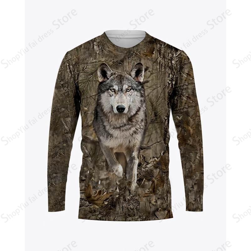 Bear Pig Hunting Animal 3d Print Long Sleeve T-shirt Men Women Fashion Tshirt Camo Camouflage Tops Tees Outdoor Sportwear Tshirt