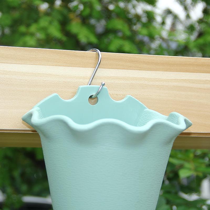 1pc Plastic Flowerpot Wall Mounted Flowerpot Balcony Railing Creative Hanging Basin Indoor Outdoor Flower Pot Plant Accessories