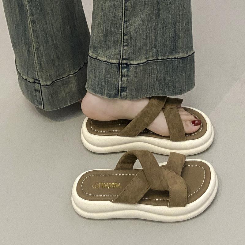 

Beautiful thick-soled heightening cool slippers women s summer wear with skirts 2025 new Internet celebrities super fire out beach shoes 40 коричневый