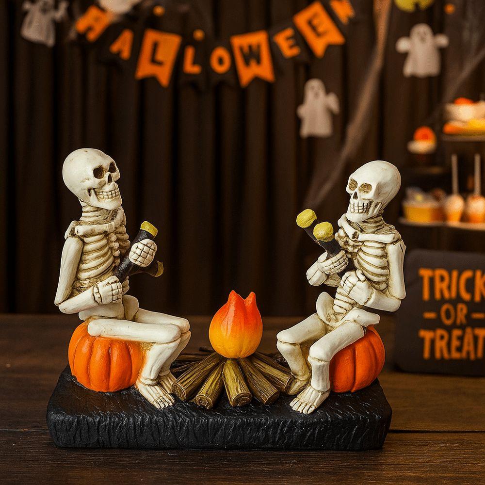 Durable Pumpkin Skull Figurine Resin Halloween Ornament  Office Display