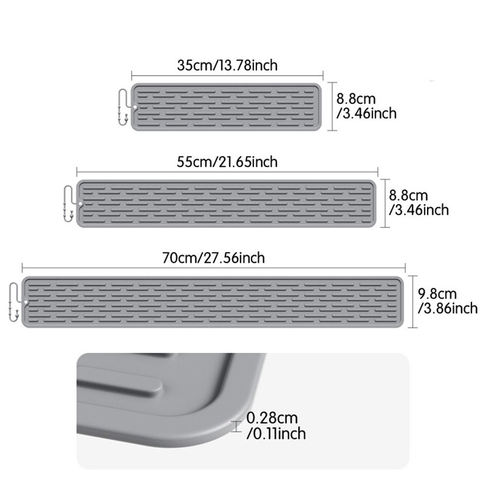 Washable Long Non-slip Mat Multifunctional Bundle Design Kitchen Countertop Insulation Mat Sink Water Prevent Silicone Drain Pad