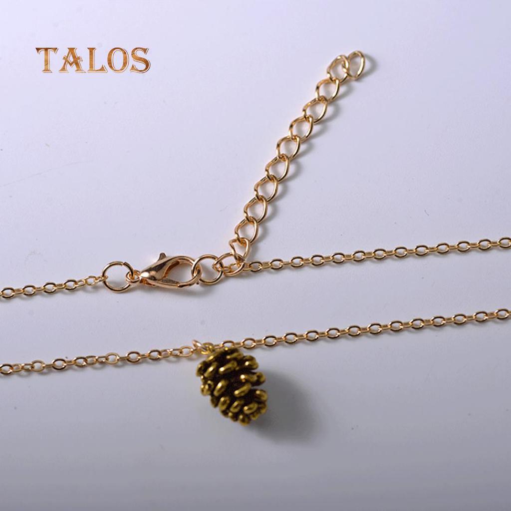 Vintage Women Cute Pine Cone Shape Pendant Thin Chain Necklace Jewelry Gift Accessories
