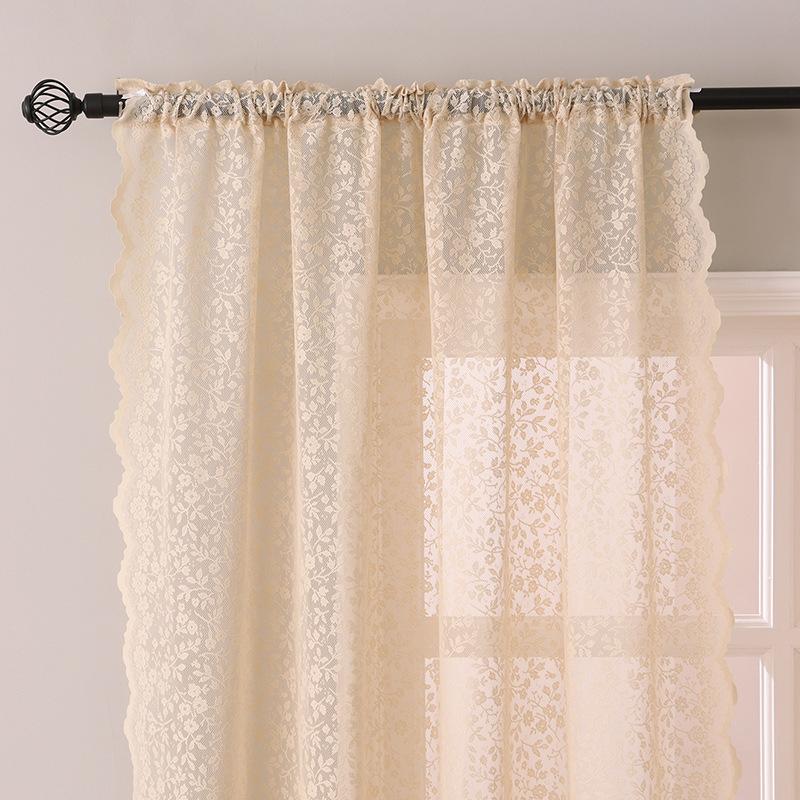 French Cream Beige Window Screen Translucent Opaque Finished Screen Curtain Small Fresh Balcony Living Room Bedroom Curtain