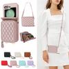 Stylish Crossbody Phone Case Galaxy Z Flip 7 8 Moto G60 With Chain Strap Grid PU Leather Wallet Style