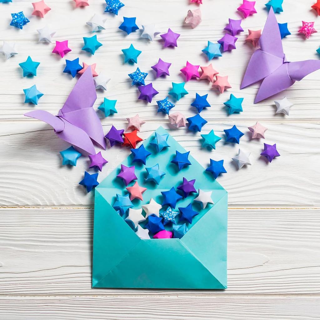 540pcs Origami Star Paper Strips Lucky Star Decoration Paper Strips Folding Paper for DIY Hand Art Craft Origami School Teaching
