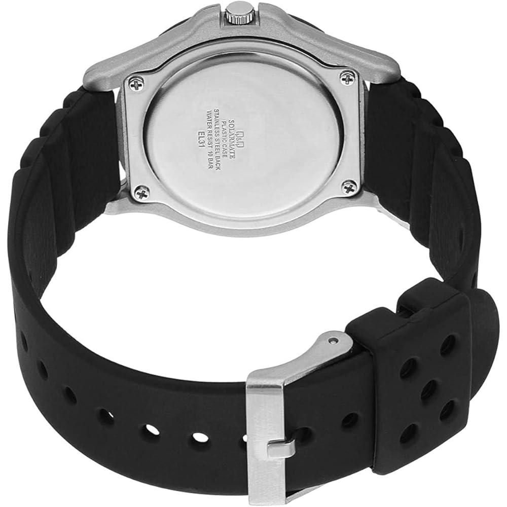 Citizen Q&Q Analog Solar Watch 10 ATM Water Resistant Black Dial Men's White Urethane Strap