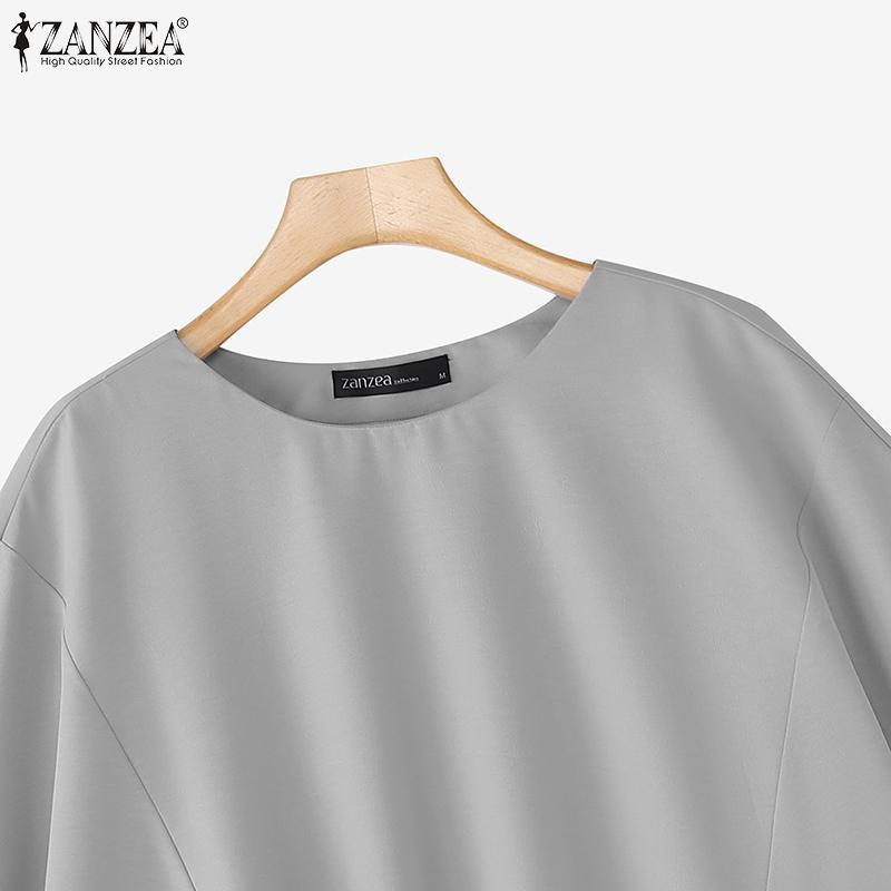ZANZEA Women Casual Round Neck Batwing Loose Half Sleeve Blouse