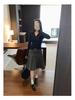 Elegant Korean Style Grey Slim Fit Lapel T-shirt: Women's Autumn/Winter Long Sleeve Base Layer Top