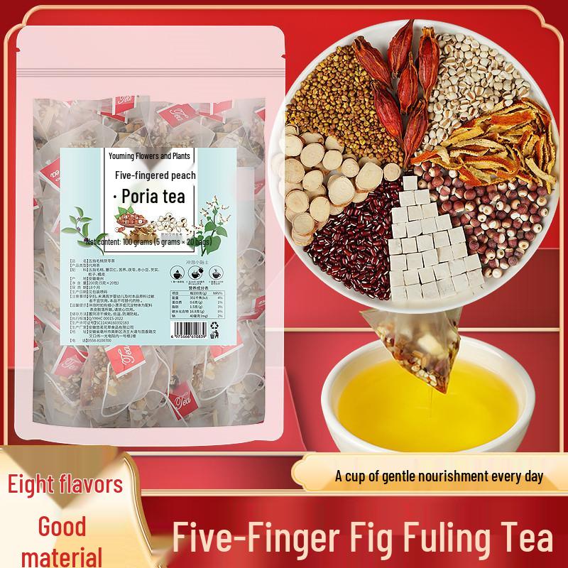 Five Finger Fig Root Herbal Tea: Smilax Glabra with Job's Tears, Euryale Seed, Red Adzuki Bean, and Poria.