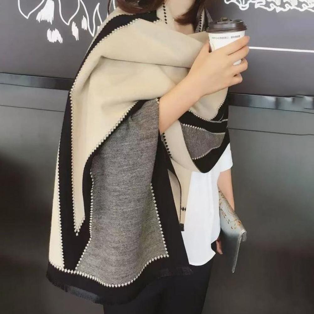 Women'S Autumn And Winter Waterproof Scarf Thick Double-Layer Shawl Soft Office Daily Accessories Classic Color Design