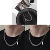 Minimalist Titanium Steel Chain Necklace With Geometric Pendant For Unisex Daily Wear