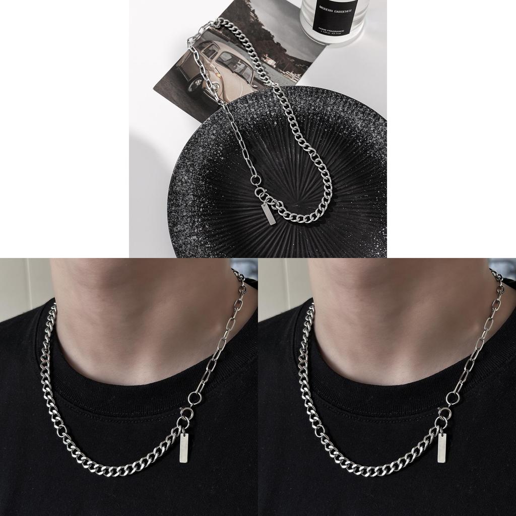 Minimalist Titanium Steel Chain Necklace With Geometric Pendant For Unisex Daily Wear