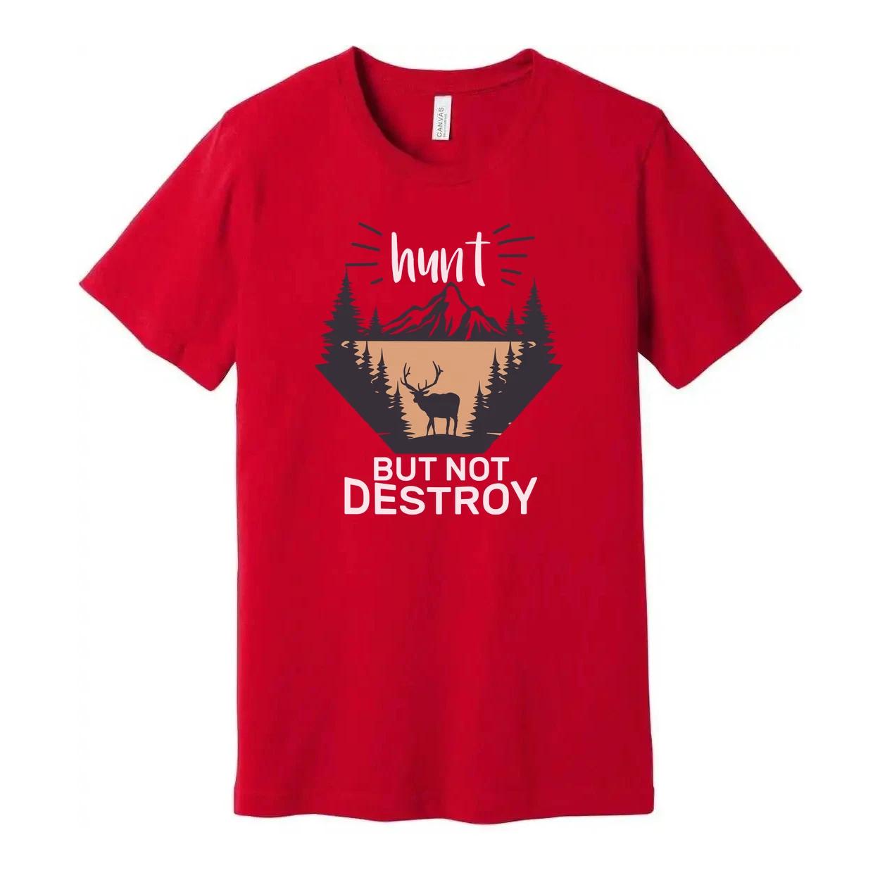 

Hunting Graphic T Shirt With Deer Silhouette And Mountain Scene For Outdoors Ent L