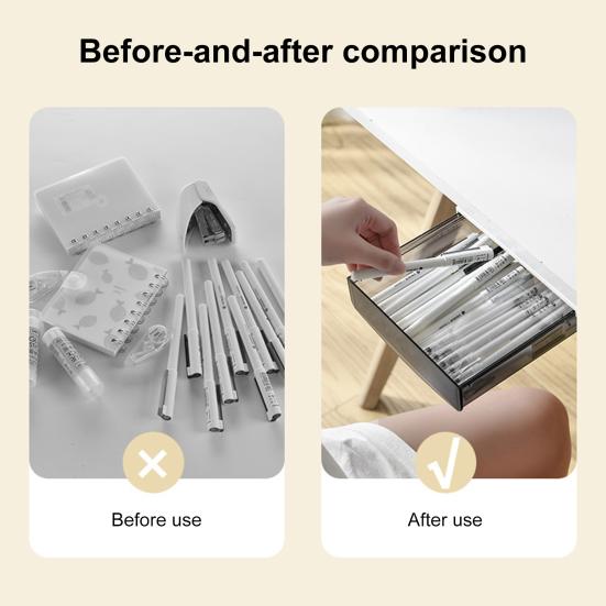 Under Desk Drawer Attachable Hidden Self-Adhesive Slide-out Plastic Stick On Drawer Under Desk Organizer Office Supplies