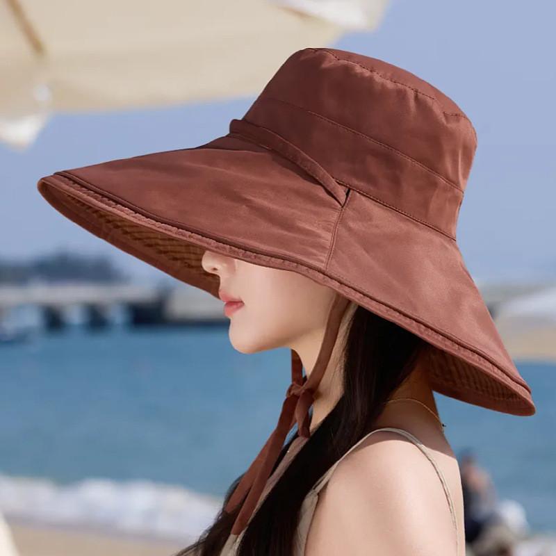 Uv Protection Bucket Hat For Women With Large Brim Sun Shield Summer Beach Outdoor Accessory