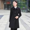 Women's Black Wool Blend Mid-Length Coat