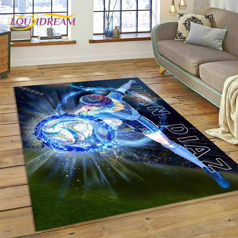 3D Cartoon Captain Tsubasa Fußballteppich für Schlafzimmer Wohnzimmer Heimsofa Dekoration, Kinderspiel Große Dekor Bodenmatte