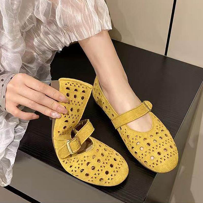 sole heel four seasons daily casual flat heel soft sole hole breathable women's single shoes light and versatile