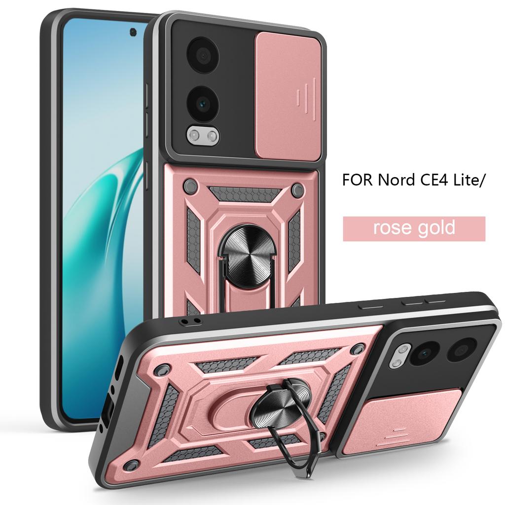 For OnePlus Nord CE4 Lite Case 1+Nord CE 4 Lite Cover Magnetic Ring Holder Armor Phone Case Slide Camera Protect Back Cover