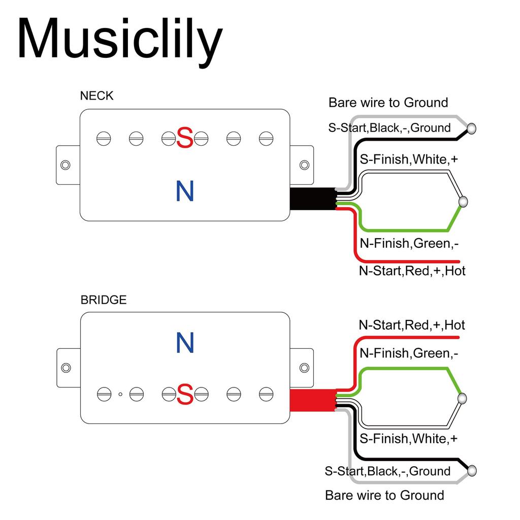 Musiclily Basic Ceramic Magnet Covered Humbucker Neck Bridge Pickup Set for Electric Chrome Guitar,