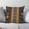 Federa per Cuscino Quadrata in Tessuto di Fango Africano Nero Poliestere Lino Velluto Decorazione Stampata Copricuscino da Lancio Copricuscino per Casa