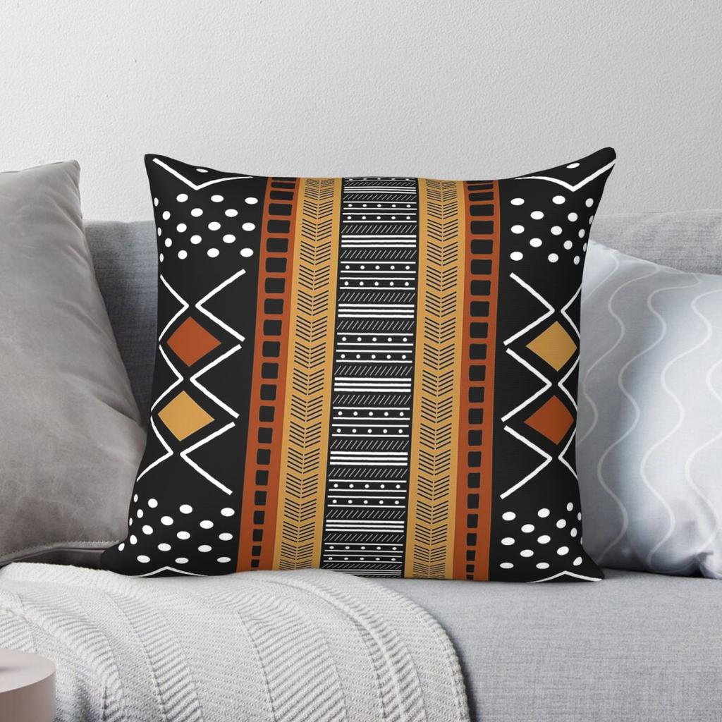 Black African Mud Cloth Square Pillowcase Polyester Linen Velvet Printed Decor Throw Pillow Case Home Cushion Cover