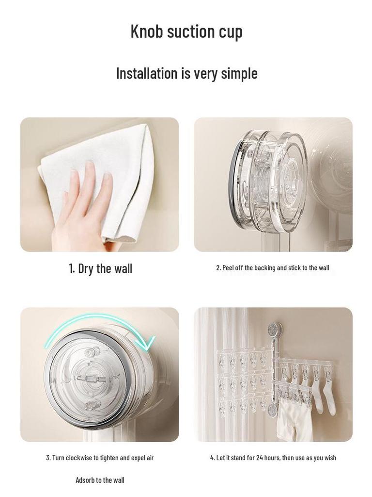 Rotating Suction Cup Clothes Drying Clips – Wall-Mounted, Multi-Functional for Socks & Underwear Drying