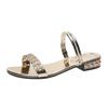Fashion Women Slippers 2025 New Fashion Sandals Non-Slip Crystal Luxury Ladies Slippers Rivet Rhinestone Low Heels Shoes Slides Women