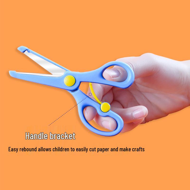 Safe Child-Friendly Round-Edge Elastic Scissors for Students