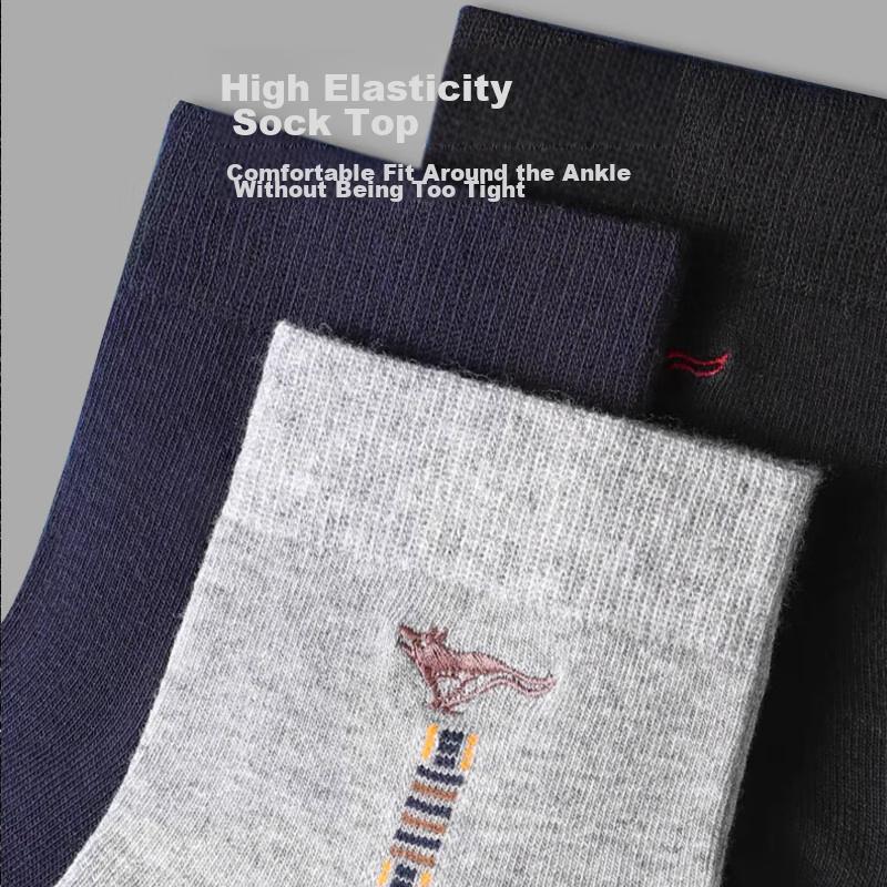 SEPTWOLVES Men's Socks, Autumn And Winter, Sweat-Absorbing, Breathable, Black, Stylish, Versatile, Business Casual, Mid-Calf Cotton Socks