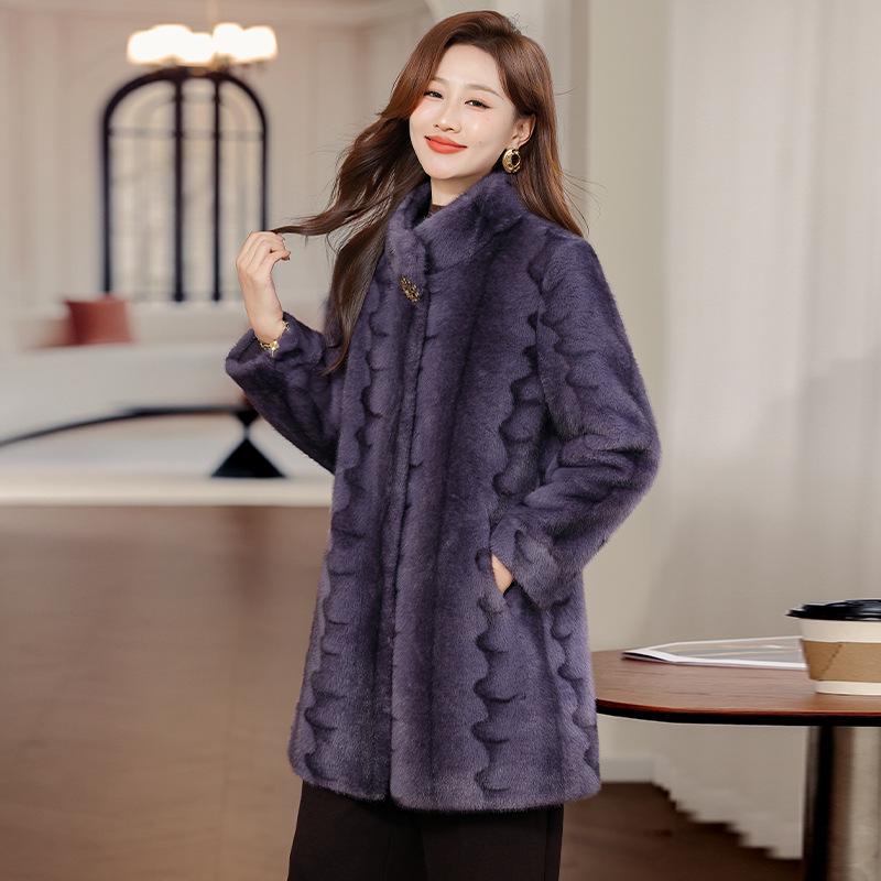Mid-Length Fur-Lined Winter Coat for Women 50+ – Warm Mink Velvet Jacket