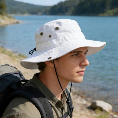 Sombrero de Pescador Ala Ancha Malla de Secado Rápido Protección Solar Sombrero Cubeta Cordón Ajustable Gorra de Pesca para Viaje