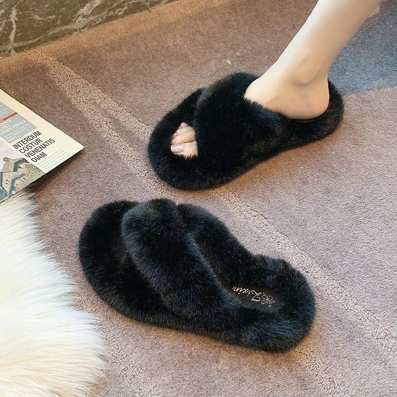 New Home Cotton Slippers Cross 2025 Trendy Ins Muffin Thick Bottom Internet Celebrity Spring and Autumn Fluffy Slippers Women's Wear