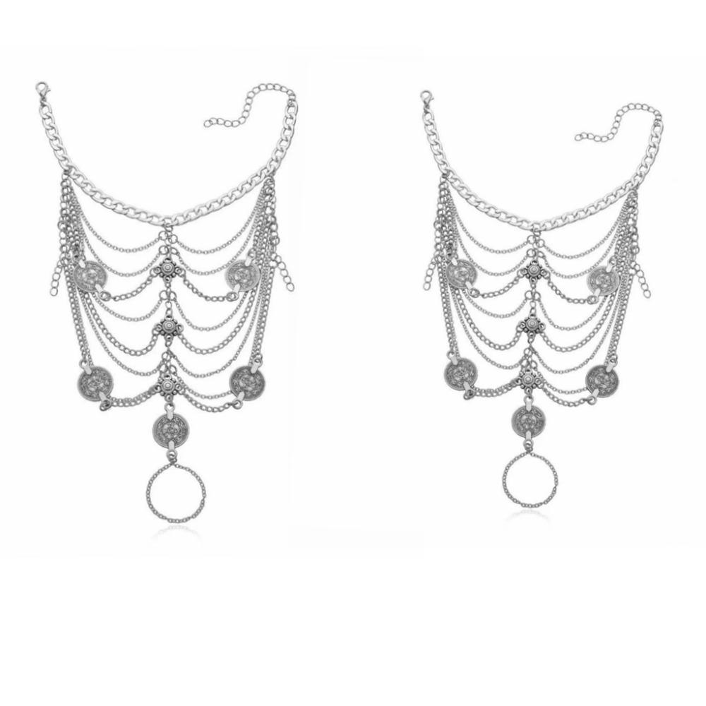 2 pcs Multi-layer Tassel Ankle Chain Light Luxury Foot Chain Charm Instep Chain  Gifts